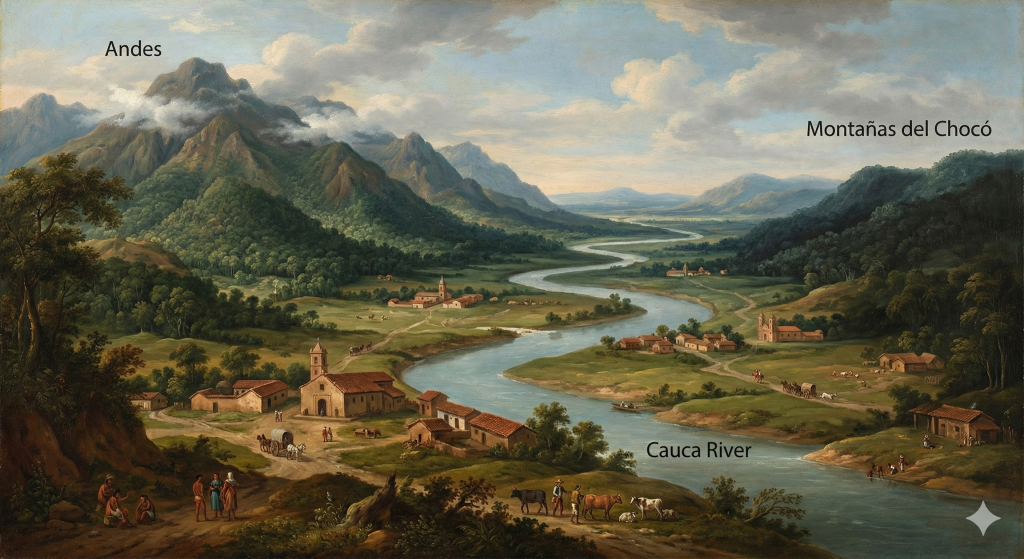 Interpretación paisajística del mapa colonial.